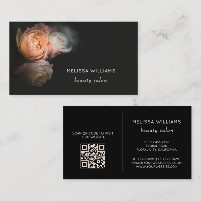 Roses Dark Romantic Business Card (Front/Back)
