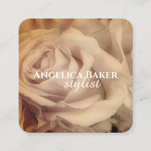 roses delicate pale pink photo art custom square business card