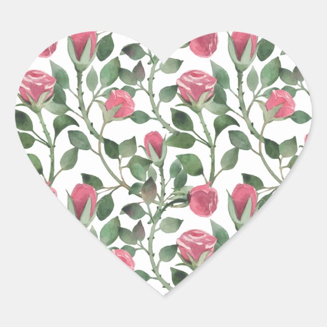 Roses design heart sticker (Front)