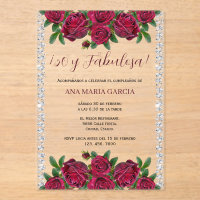 Roses & Diamonds Feminine 50th Birthday Spanish