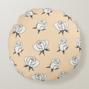 Roses Doodle: Simple Vintage Seamless. Round Cushion