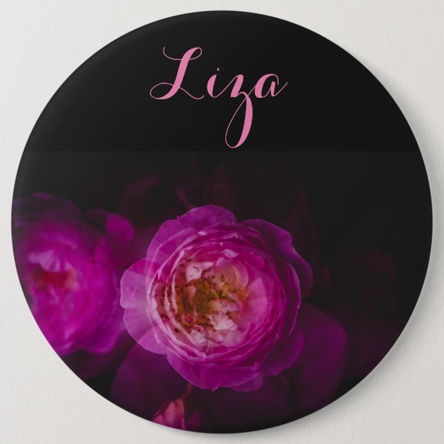 Roses (double exposure version) 6 cm round badge (Front)