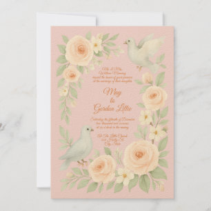 Roses & Doves Watercolor Style Wedding Invitation