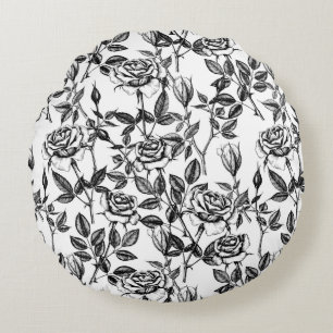 Roses drawing round cushion