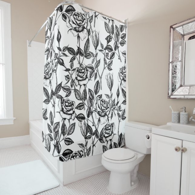 Roses drawing shower curtain (In Situ)