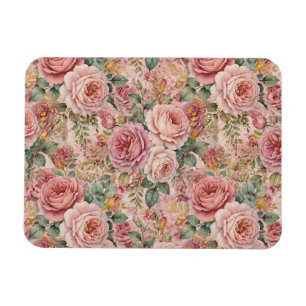 Roses Dusty Rose Charming Artistic Sage Green Gold Magnet