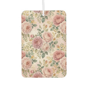 Roses Dusty Rose Elegant Charm Sage Green Gold Car Air Freshener