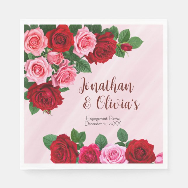 Roses Engagement Party Napkin (Front)