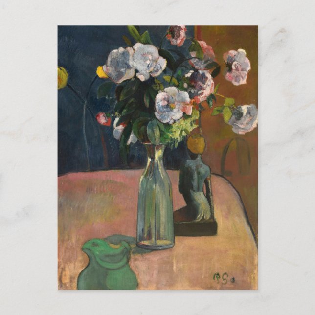 Roses et Statuette | Paul Gauguin Postcard (Front)