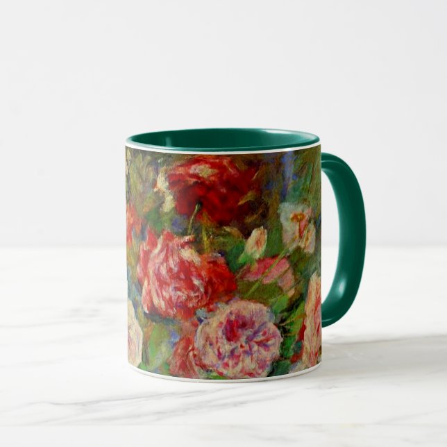 Roses, famous painting by Pierre-Auguste Renoir, Mug (Front Right)