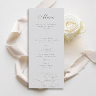 Roses Faux Embossed Formal Ivory Classic Wedding Menu