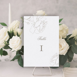 Roses Faux Embossed Pearl Formal Elegant Wedding Table Number