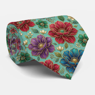 Roses Faux Silk Jewel Tone + Gold Gentleman's Tie
