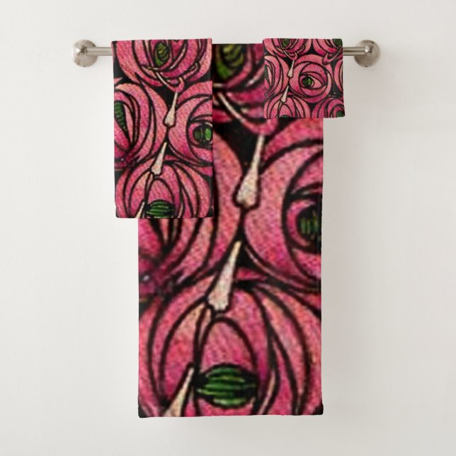 Roses, fine art painting by Charles Mackintosh Bath Towel Set (Insitu)
