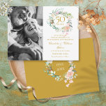 Roses Floral 50th Anniversary Save the Date Photo Announcement Postcard<br><div class="desc">Featuring a delicate watercolor roses floral greenery garland, this chic botanical 50th wedding anniversary save the date card can be personalised with your special photo and golden anniversary information. The reverse features a matching floral garland framing your anniversary dates in elegant white text on a gold background. Designed by Thisisnotme©...</div>