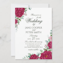 Roses floral Budget Wedding Invitation
