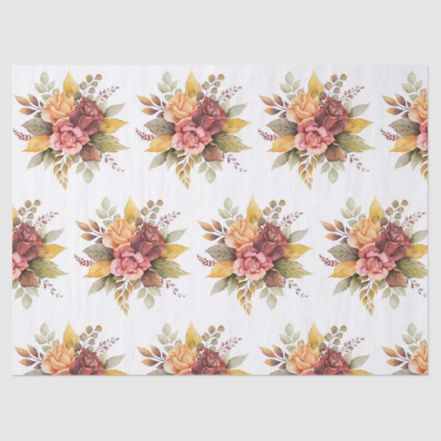 Roses floral Burgundy Pattern Antique Weddings Tissue Paper (Front)