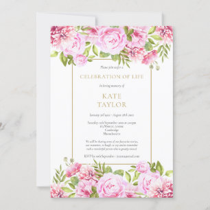 Roses Floral Celebration of Life Funeral Invitation