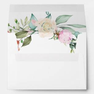 Roses Floral Chic Gold Script Name Address Envelope
