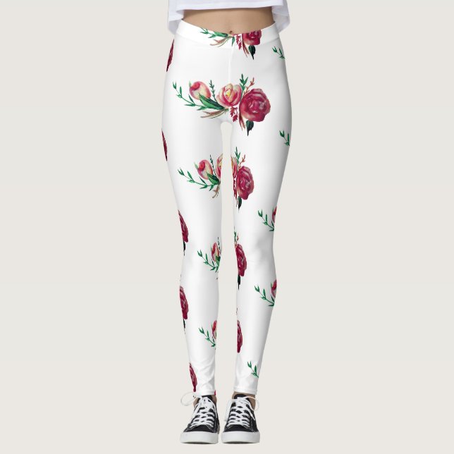 Roses Floral Custom Leggings (Front)