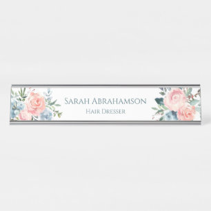Roses Floral Desk Station Sign Name Plate