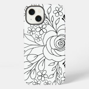 Roses floral drawing line art iPhone 13 case