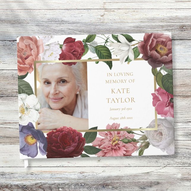 Roses Floral Funeral Memorial Photo Guest Book (Roses Floral Funeral Memorial Photo Guest Book)