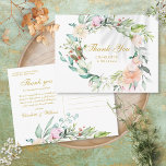 Roses Floral Garland Gold Script Thank You Postcard<br><div class="desc">A chic thank you card featuring an elegant floral roses garland and gold typography. The reverse features your thank you message,  names and return address details. Perfect for weddings,  bridal showers,  baby showers,  baptisms,  engagement parties,  anniversary celebrations,  graduations,  and other special events throughout the year! Designed by Thisisnotme©</div>