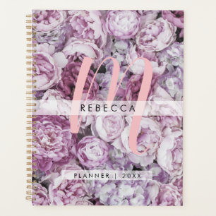 Roses Floral Girly Pink Script Monogram 2023 Planner