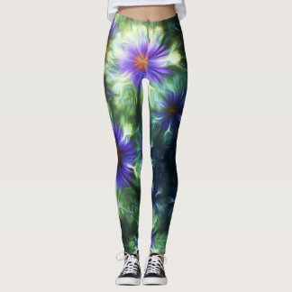 Roses Floral Green Red Modern Chic Style Leggings
