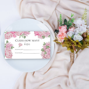 Roses floral - guess how many kisses bridal game enclosure card