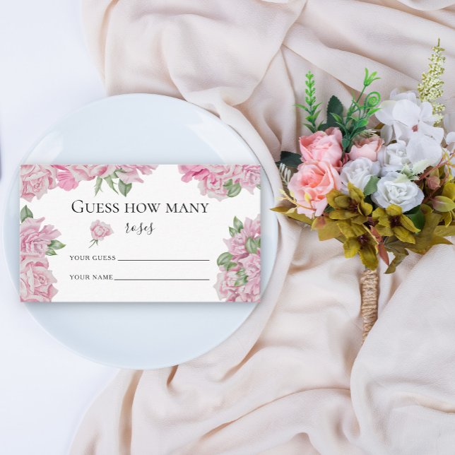 Roses floral - guess how many roses bridal game enclosure card (Creator Uploaded)