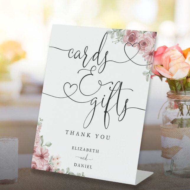 Roses Floral Heart Script Cards And Gifts Pedestal Sign (Roses Floral Heart Script Cards And Gifts Pedestal Sign)