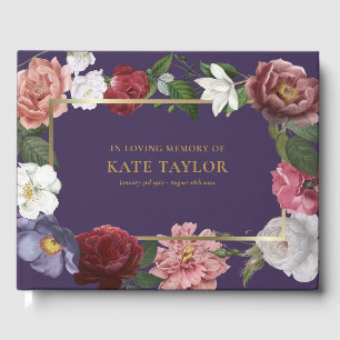 Roses Floral In Loving Memory Funeral Guest Book