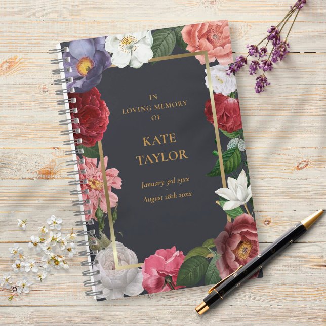 Roses Floral In Loving Memory Funeral Guest Book (Creator Uploaded)