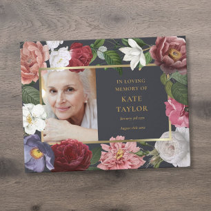 Roses Floral In Loving Memory Photo Funeral Guest Book