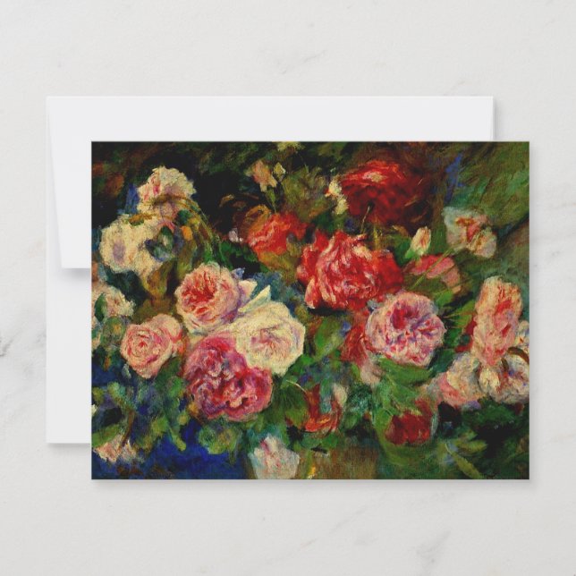 Roses, floral painting by Pierre-Auguste Renoir Card (Front)
