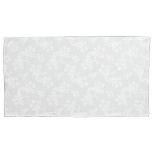 Roses Floral Pattern White over Warm Light Grey Pillowcase