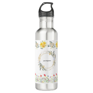 Roses floral personalised Water Bottle