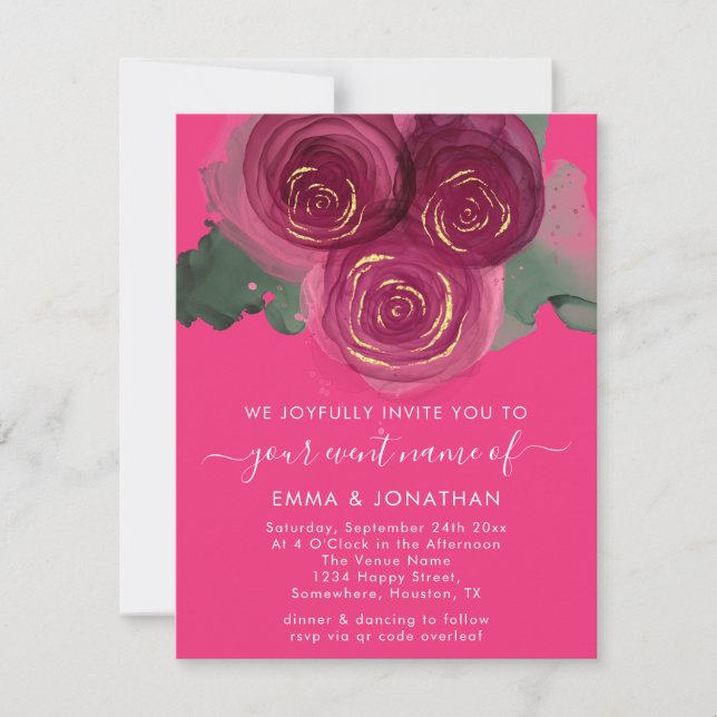 Roses Floral QR Code Burgundy Marsala Candy (Front)
