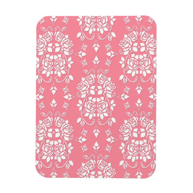Roses Floral Style Damask Art Pattern Magnet (Vertical)