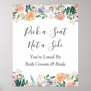 Roses Floral Wedding Ceremony Pick a Seat Sign