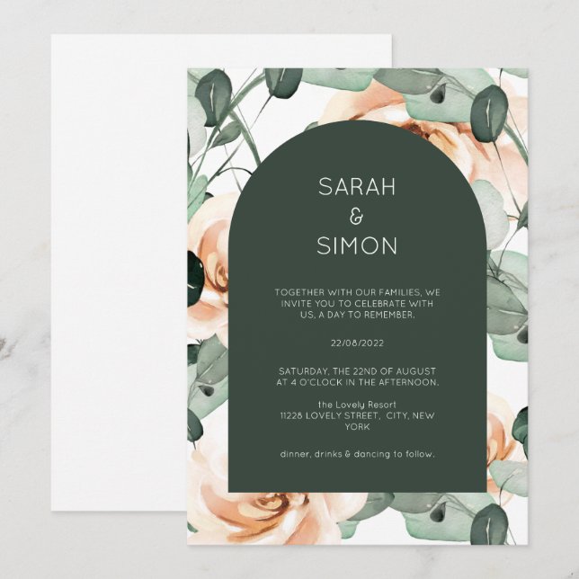 Roses Floral Wedding Invitation Card (Front/Back)