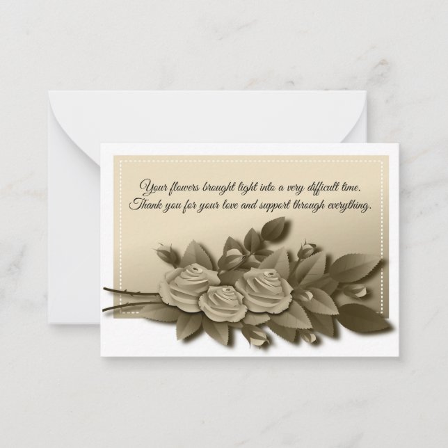 Roses Flower Bouquet Branch Sympathy Card (Front)