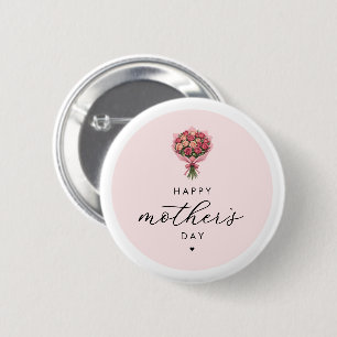 Roses Flower Bouquet Happy Mother's Day Elegant 6 Cm Round Badge