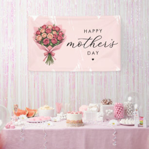 Roses Flower Bouquet Happy Mother's Day Elegant Banner