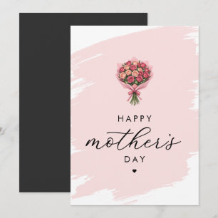 Roses Flower Bouquet Happy Mother's Day Elegant Holiday Card