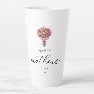 Roses Flower Bouquet Happy Mother's Day Elegant Latte Mug