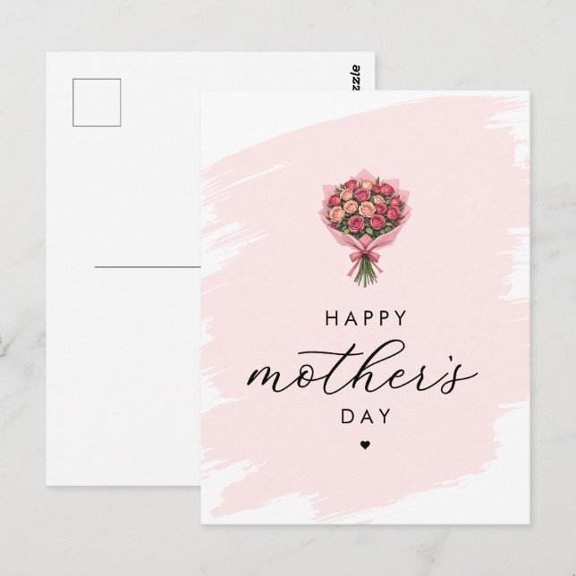 Roses Flower Bouquet Happy Mother's Day Elegant Postcard (Front/Back)