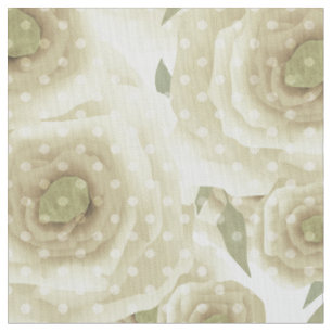 Roses flowers abstract floral print beige colours fabric